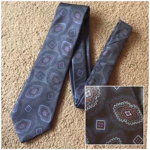 DAVID DONAHUE Medallion Print SILK TIE *Handmade*